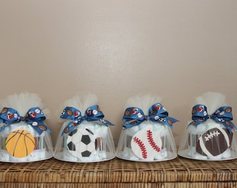 Small diaper cake for baby shower, sports or any theme