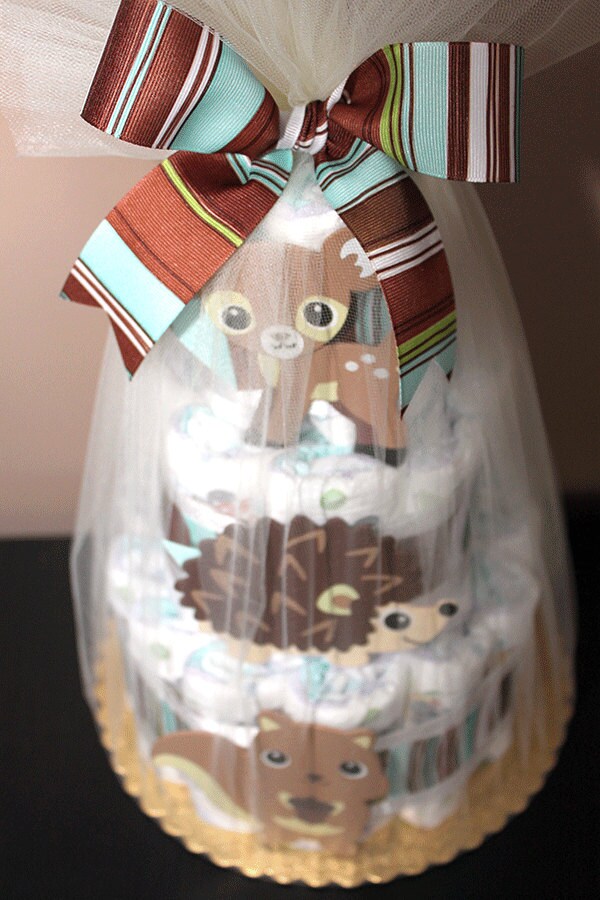 Woodland-themed Diaper Cake Baby Shower Centerpiece or Gift - Etsy UK