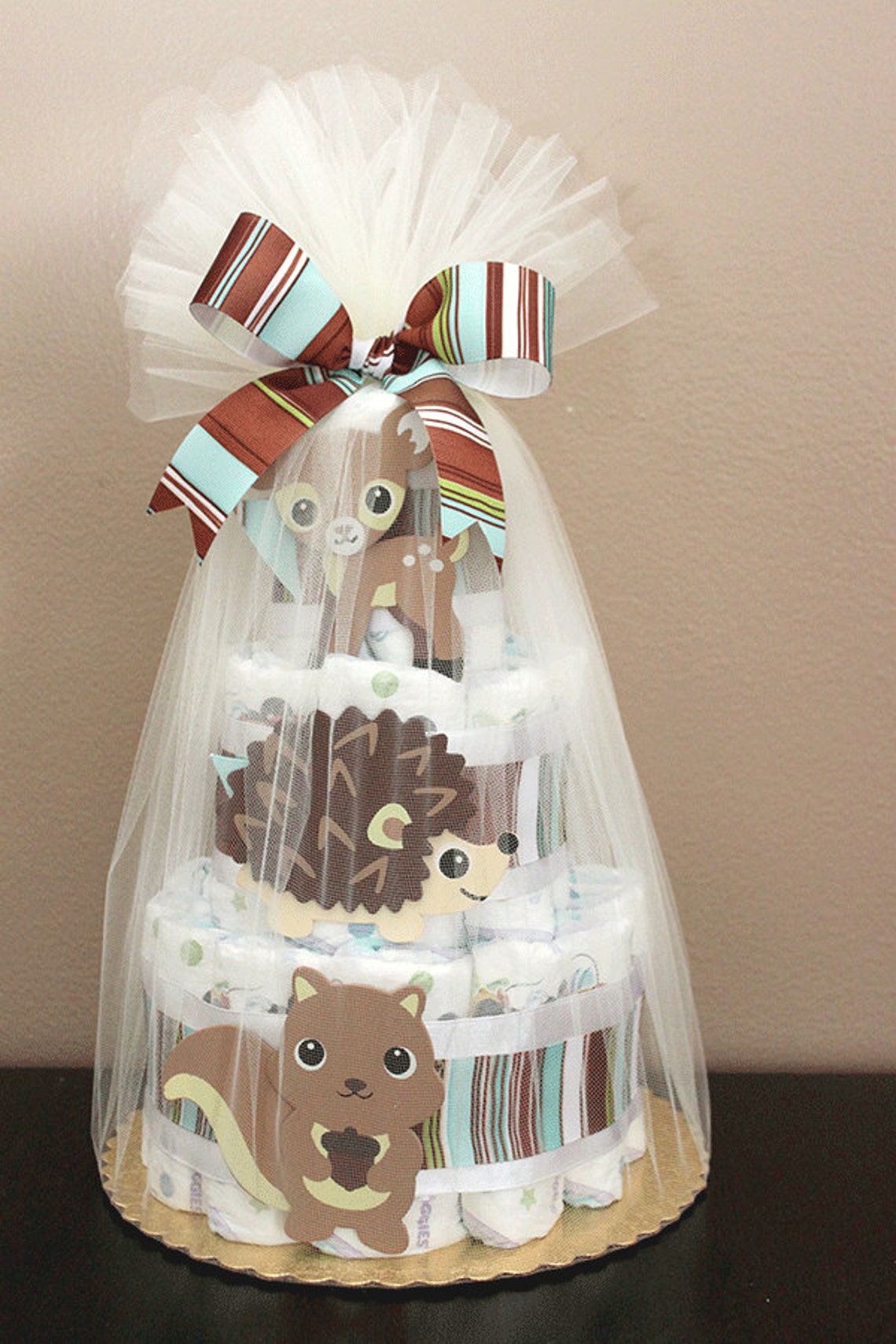 Woodland-themed Diaper Cake, Baby Shower Centerpiece or Gift - Etsy