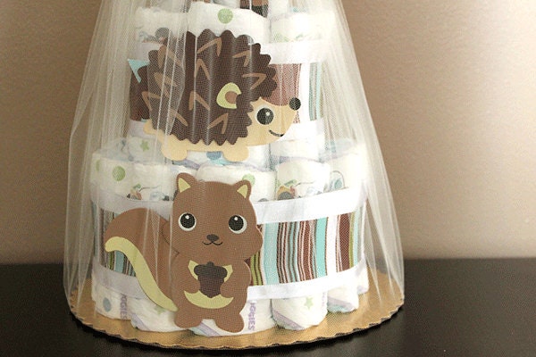 Woodland-themed Diaper Cake Baby Shower Centerpiece or Gift - Etsy UK