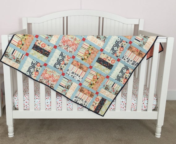 Sale 50 Off Baby Crib Play Quilt Woodland Floral Etsy