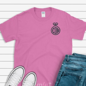 Diamond Ring Monogram. Monogram Shirt. Monogrammed Shirt. Monogram Gift. Wedding Shirt. Monogram Ring. Bride Shirt.  Gift for Bride. Engaged