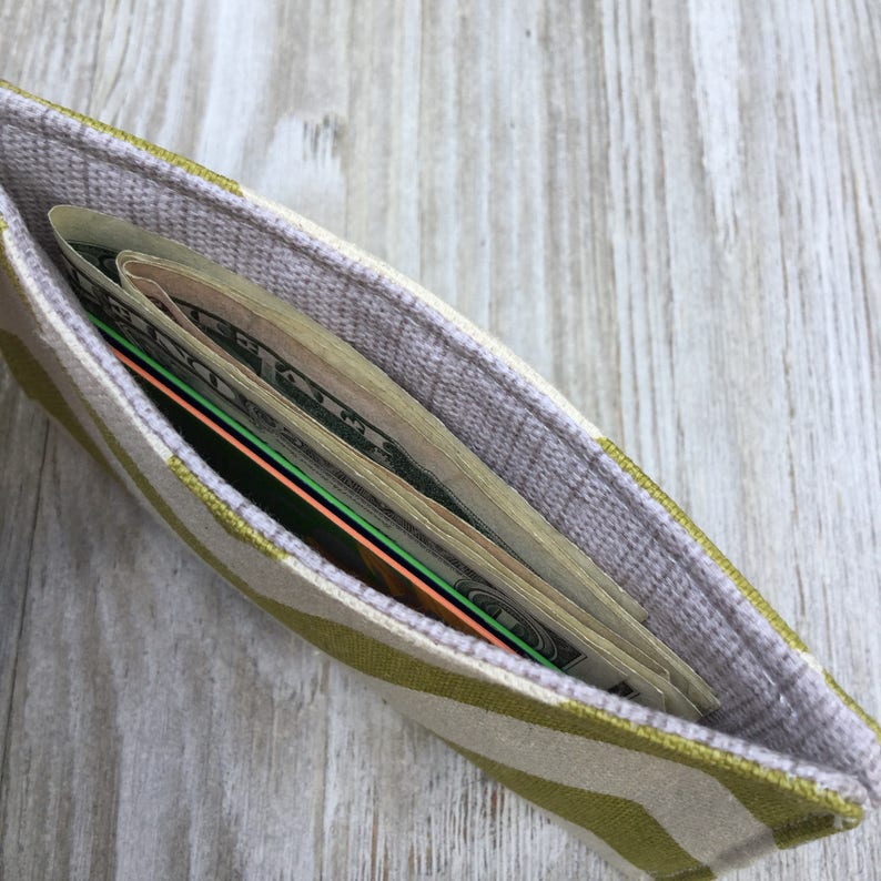 Business Card Pouch in Butterflies Fabric with Blue and Taupe Cash Holder Store Card Case Ready to Ship Contact Card Holder