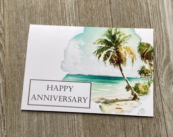 Printable Anniversary Card - Tropical Beach - Digital Download