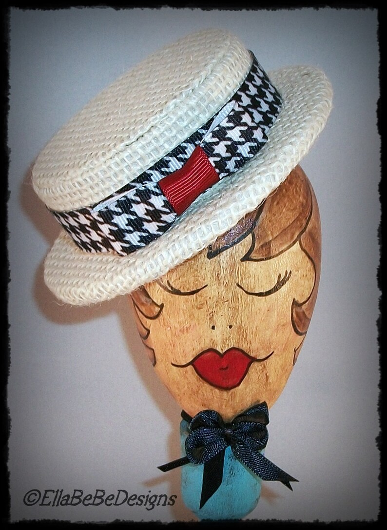 Cute Mini Burlap Boater / Skimmer Hat / Christmas Fascinator / Etsy