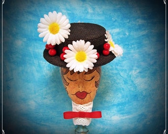Dare To Be Different Mini Mary Poppins Inspired Hat, Perfect Gift For The Mary Poppins Lover Handmade Mini Boater Hat MP001