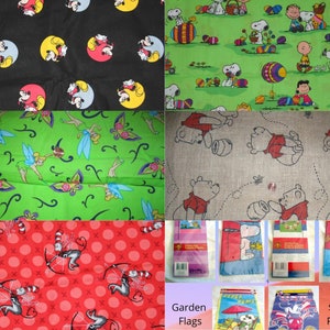 M Mouse, Dr Seuss Cat in the Hat, Valentine and Halloween Cat in the Hat, Easter Snoopy, Tinkerbell, and Winnie the Pooh