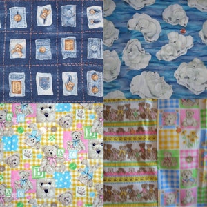 Bear Fabric - Blue Demin Ted Bear, Baby Polar Bears, Boyds Bear Fabrics