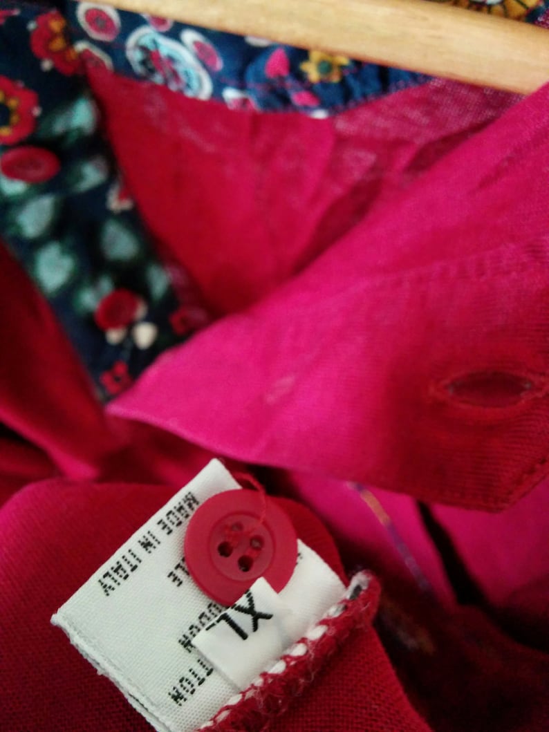 PAUL /& SHARK Vintage Yachting Made in Italy Bordeaux Red Polo Shirt with Floral Details XL sz