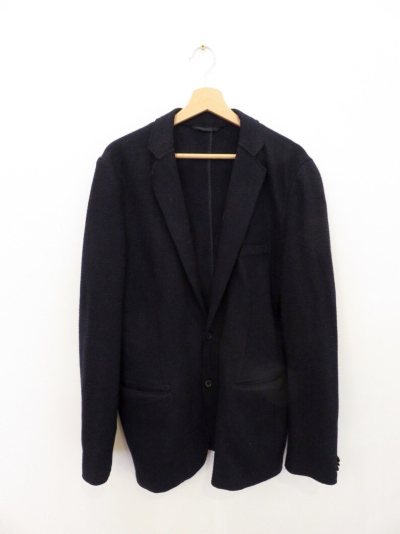 2 BUTTON Dark blue 75/% Wool blazer jacket size xl 42