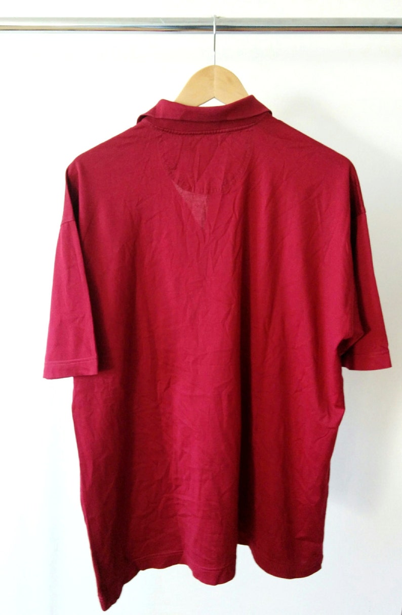 PAUL /& SHARK Vintage Yachting Made in Italy Bordeaux Red Polo Shirt with Floral Details XL sz