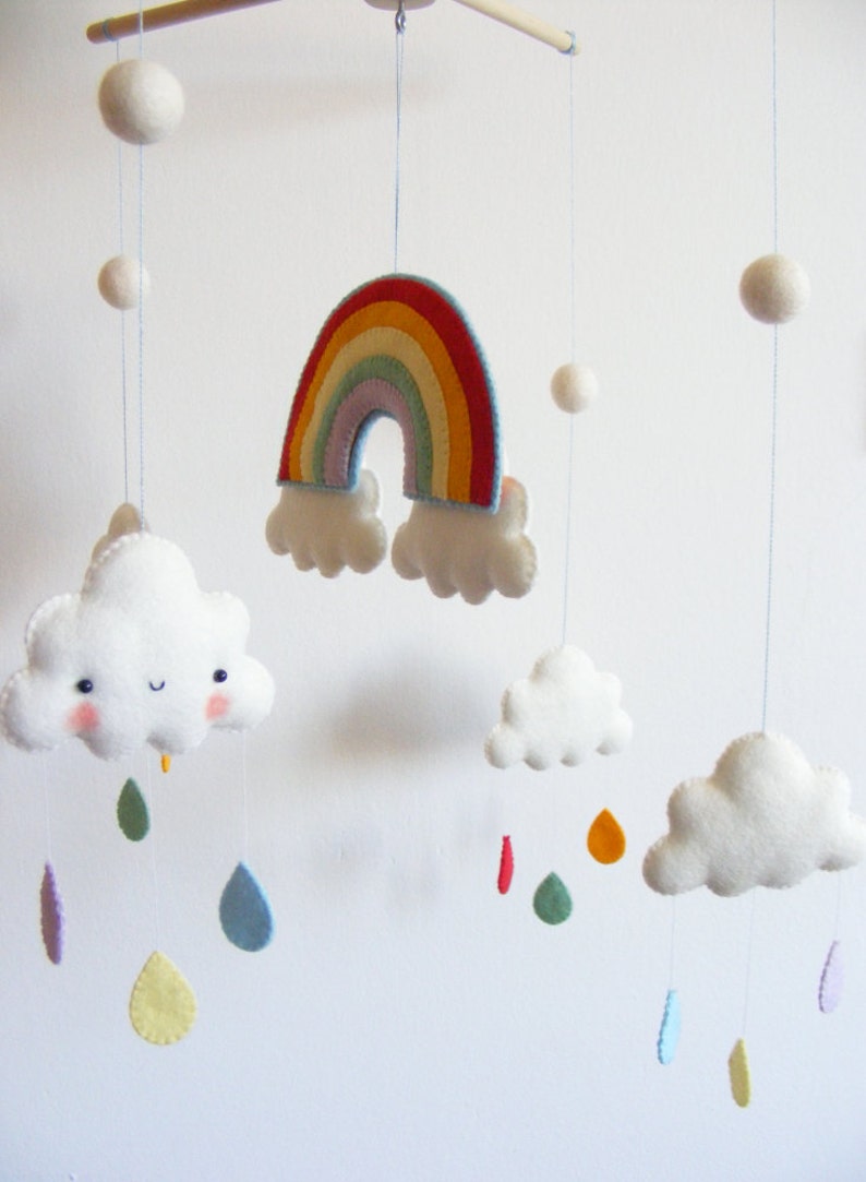 PDF pattern Rainbow and clouds baby crib mobile Felt Etsy