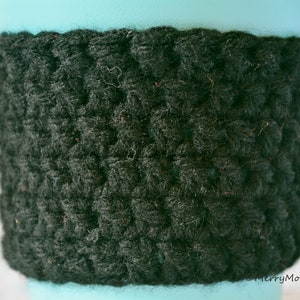 Reusable Crochet Coffee Sleeve Cozy Black image 3