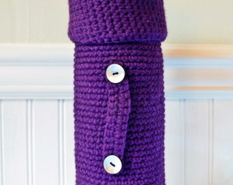 Crochet Wine Tote Hostess Gift - Purple