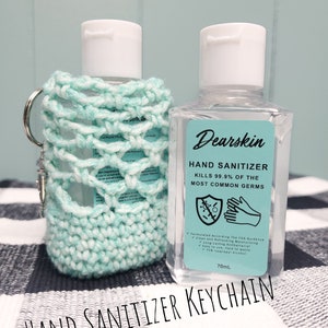 Hand Sanitizer Holder Keychain Knit Keychain Crochet Santizer Cozy image 1