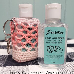 Hand Sanitizer Holder Keychain Knit Keychain Crochet Santizer Cozy image 2