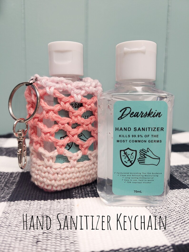 Hand Sanitizer Holder Keychain Knit Keychain Crochet Santizer Cozy image 2