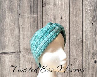 Twisted Ear Warmer Headband - Green Multi Color