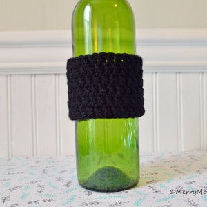 Reusable Crochet Coffee Sleeve Cozy Black image 4