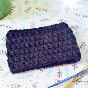 Reusable Crochet Coffee Sleeve Cozy Black image 1