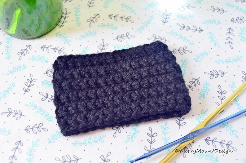 Reusable Crochet Coffee Sleeve Cozy Black image 1