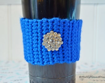 Crochet Coffee Cozy - Blue Jeweled