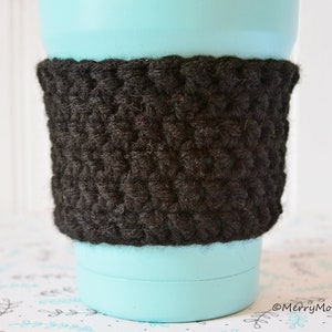 Reusable Crochet Coffee Sleeve Cozy Black image 2