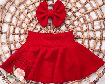 Red skirt, skirted bummies for baby girls, baby skirt, red dress, baby girl clothes, diaper cover, toddler skirts, toddler bummies Christmas