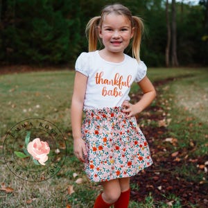 Toddler girl fall floral skirt, baby girl floral skirt, fall floral dress, high waisted skirt, thanksgiving skirt, fall toddler girl clothes afbeelding 5