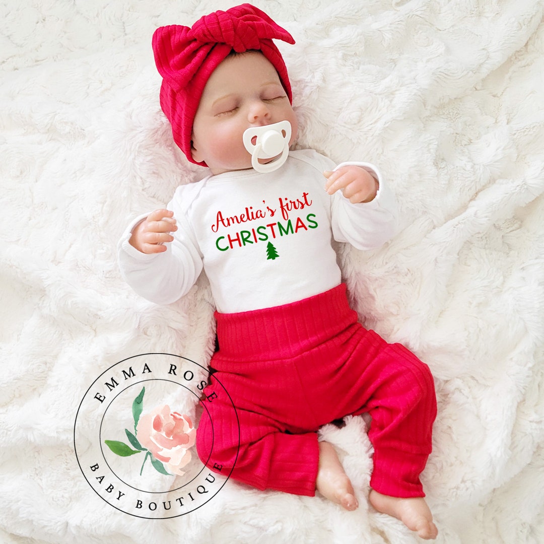 First Christmas Outfit, Red Green Baby Outfit, Red Leggings ...