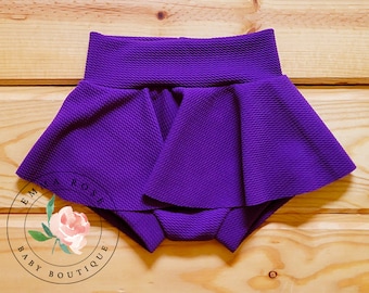 Purple skirt with shorts, purple baby skirt, solid purple bummie skirt, skorts, dark purple skirt, purple skirted bummies