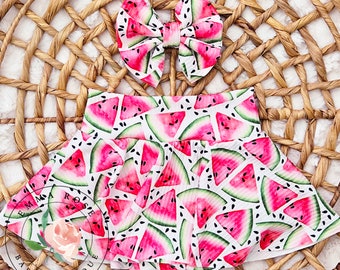 Watermelon skirt with shorts, pink watermelon skirted bummies, melon 1st birthday party, watermelon dress, watermelon birthday, tutti frutti