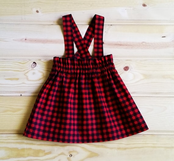 buffalo plaid suspender skirt