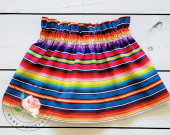 Mexican serape skirt, fiesta toddler skirt, ruffle waist cotton skirt, rainbow Mexican fiesta skirt, cinco de mayo, fiesta birthday party
