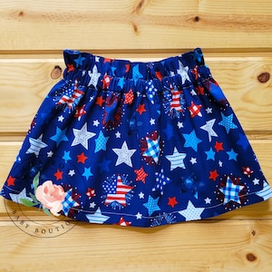 Red white and blue star 4th of July skirted bummies, 4th of July skirt toddler girl, summer 4th of July outfit girl, Patriotic baby clothes