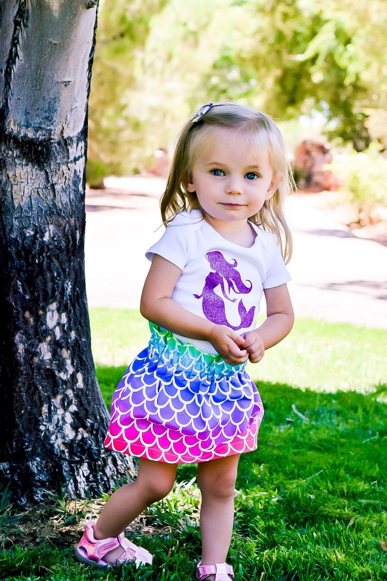 Rainbow mermaid scales skirt for baby girl and toddler girl mermaid birthday outfit mermaid party theme girls mermaid dress infant kids