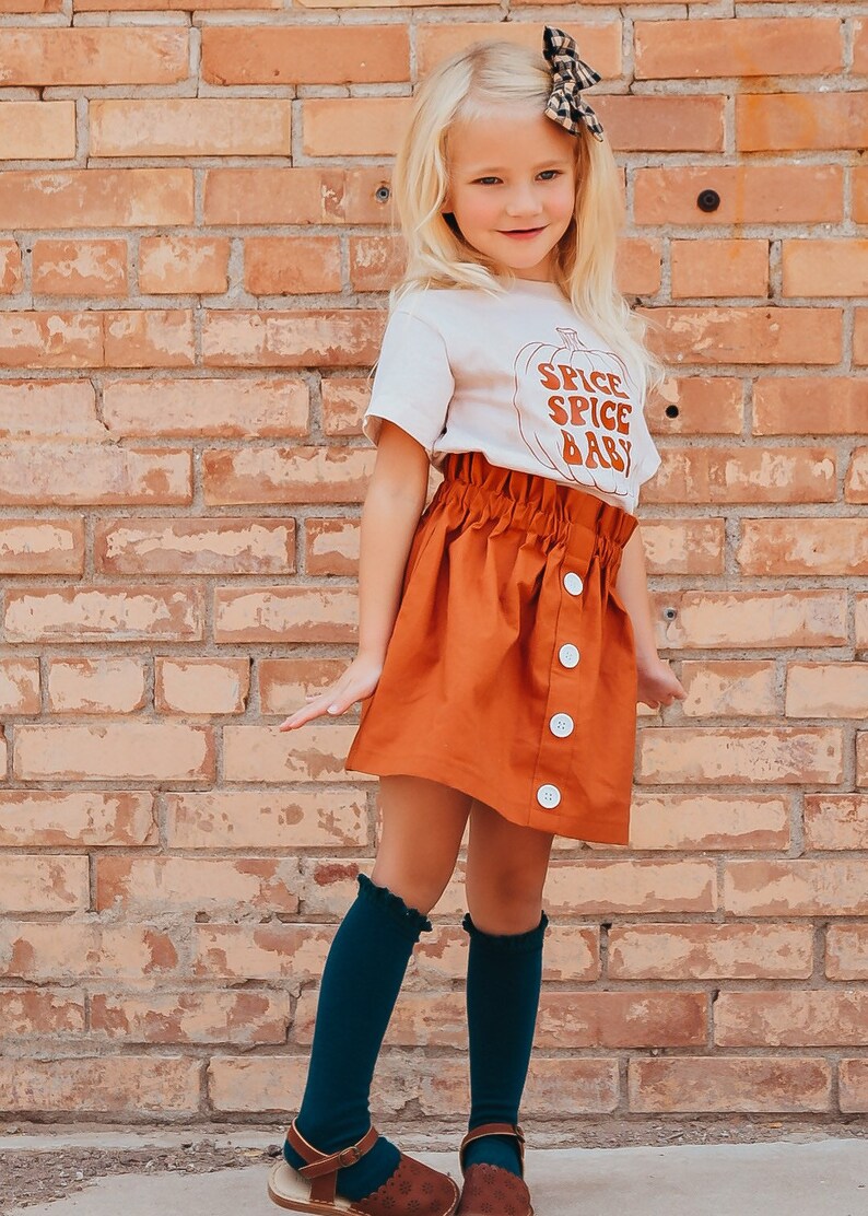 Baby Girl Fall Outfit Toddler Girl Burnt Orange Skirt Fall Etsy