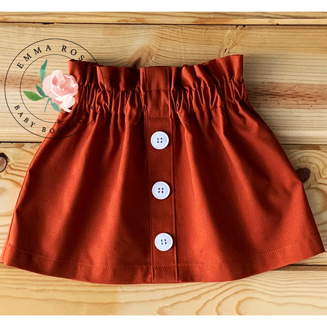 Burnt Orange Skirt With Buttons Fall Baby Girl Outfit Fall - Etsy