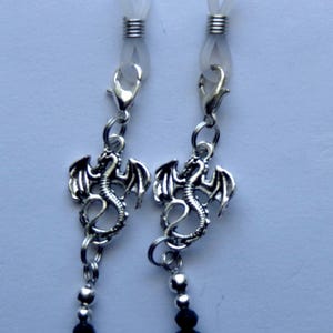 Dragons Eyeglasses Holder: Crystal Beads, Eyewear, Lobster Clasps.