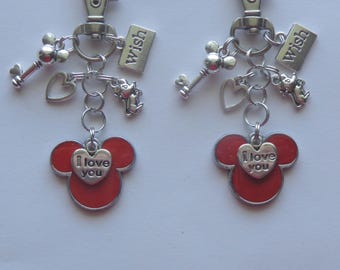 Minnie Mickey Mouse, Set of 2, Key Chain, Bag, Purse Charm.