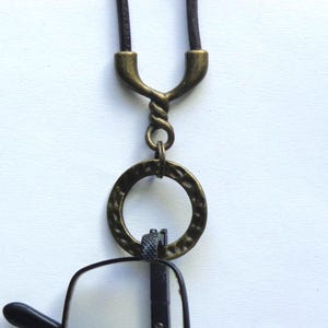 Unisex Eyeglasses Holder, Bronze, Genuine Leather Cord, Eyewear, Loop.