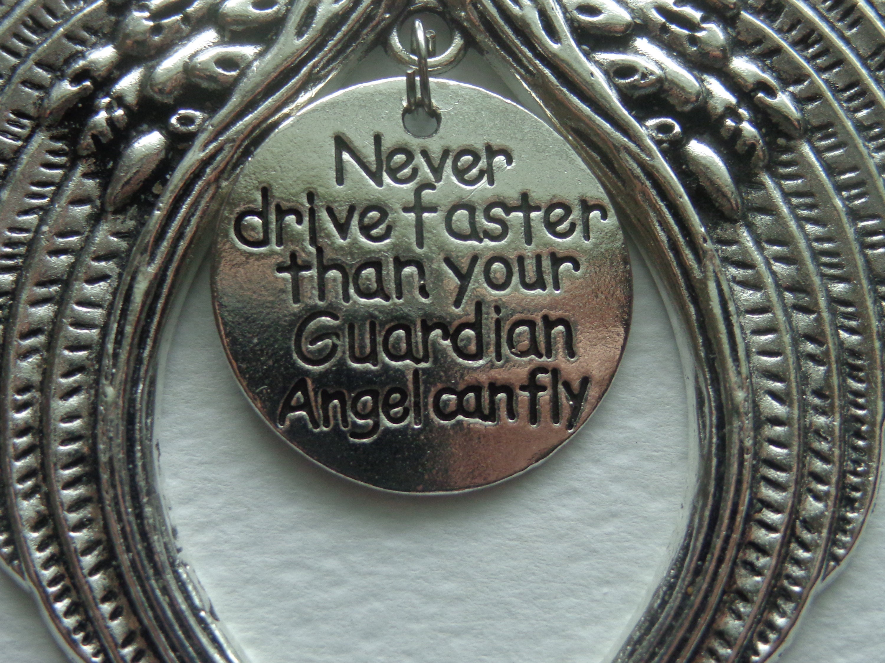 Guardian Angel, Never Drive Faster Than Your Guardian Angel, Car Rear View Mirror. First Time Driver, Angel Wings Charm, Ornament, Mobile.