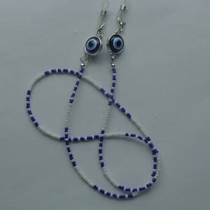 Evil Eye Protection, Good Luck Beads, Double Sided, Cabochons , Eyeglass Holder, Eyewear, Eyeglass Chain & Lobster Clasps for Rubber Ends.