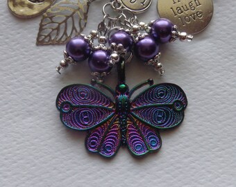 Handmade. Purple Butterfly Bag Charm 