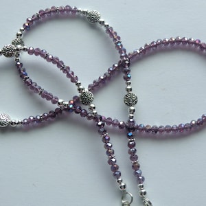 Amethyst, Crystal Beads, Flower Connectors, Crystal Beads, Eyeglass Holder, Eyewear, Eyeglass Chain, Lobster Clasps, Gift, Gift Giving.