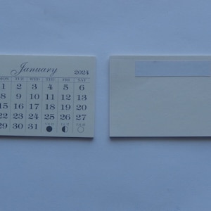 2024 Quality Mini Calendar Pad, Peel and Stick, Monthly Tear Off Pages, 2" X 3", Beige, Back is Cardstock, Car, Auto Dashboard, FREE SHIP.