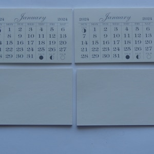 2X 2024 Quality Mini Calendar Pad, Monthly tear off pages, 2" X 3", Beige, Back is Cardstock, Car Auto Dashborad, Card making, FREE SHIP.