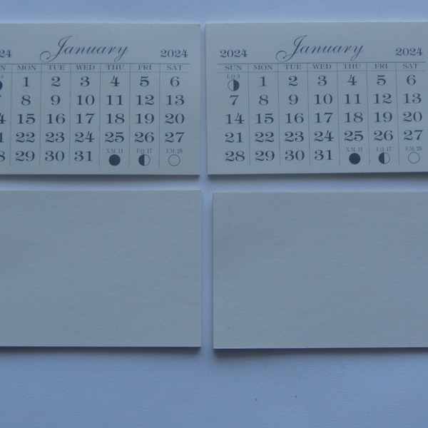 2X 2024 Quality Mini Calendar Pad, Monthly tear off pages, 2" X 3", Beige, Back is Cardstock, Car Auto Dashborad, Card making, FREE SHIP.