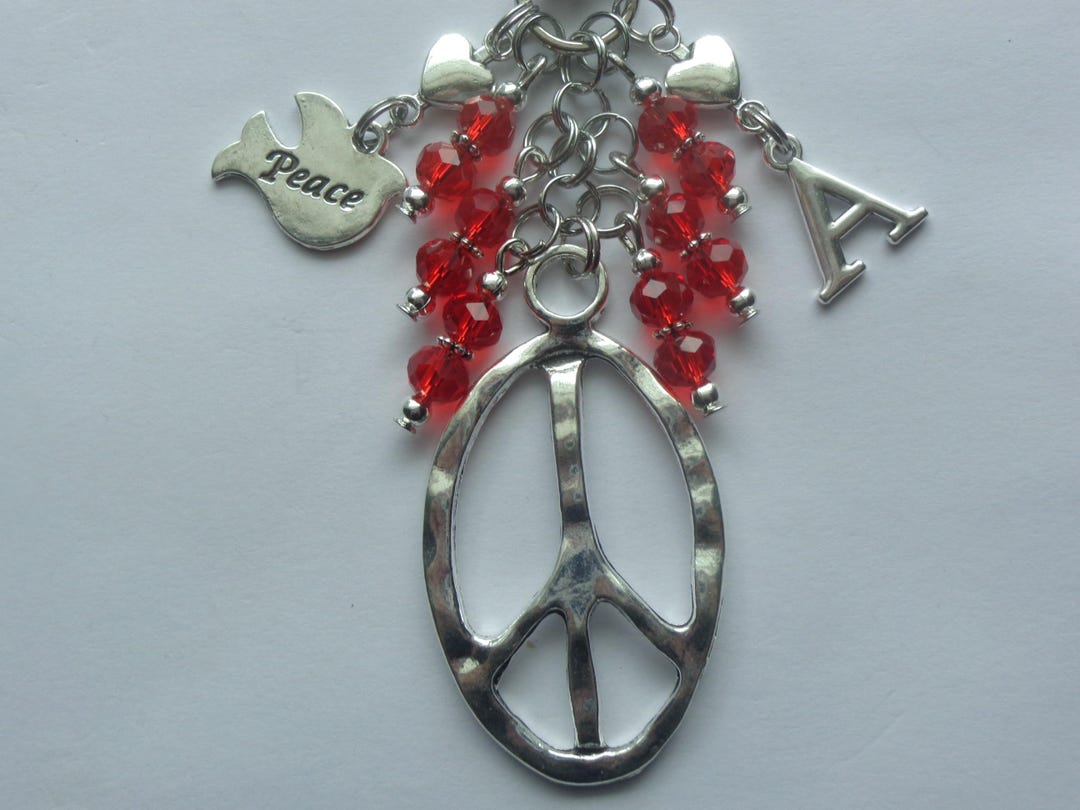 Peace Sign Key Ring Personalized, Peace Sign, Dove Key Chain, Bag, Purse Charm. - Etsy