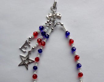 Personalized Patriotic Phone Charm, Teacher, Wristlet, Lanyard, Y2K.